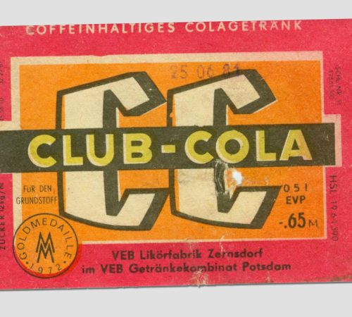 Etikett „Club Cola“, Sammlung DDR Museum Berlin